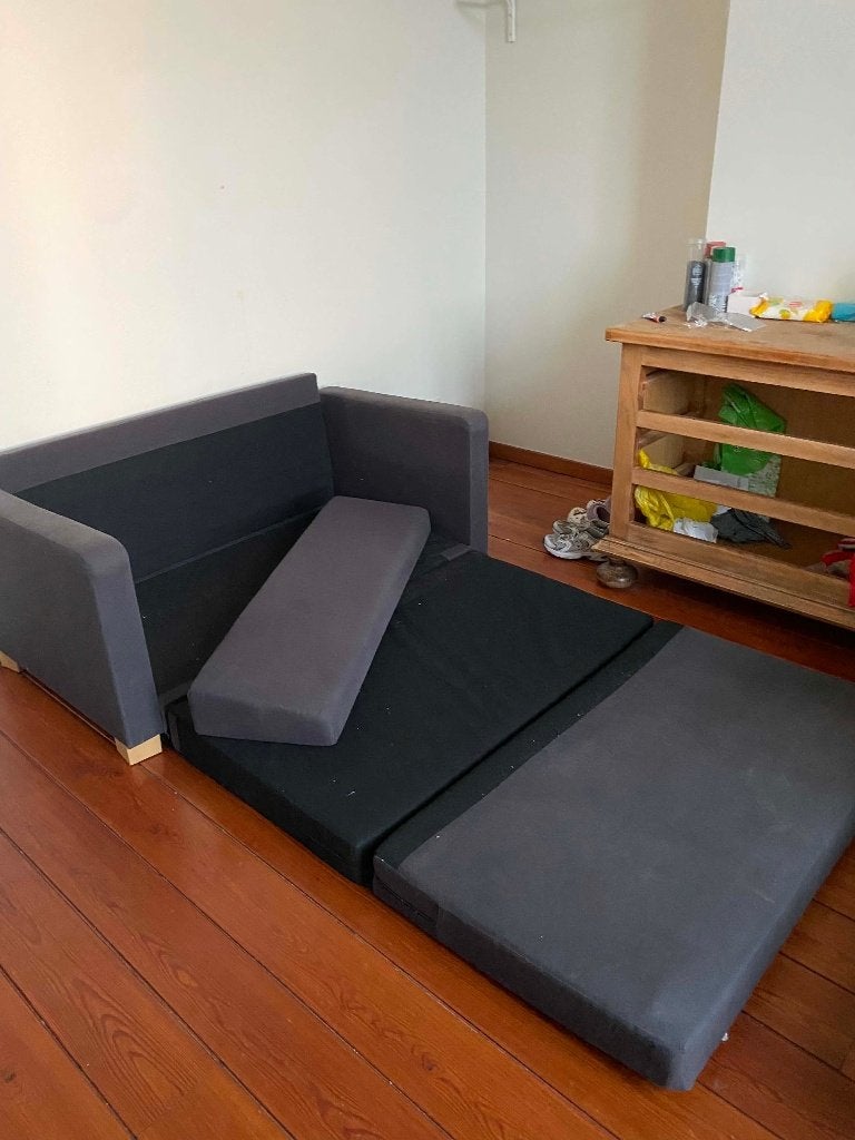 Tweezits IKEA slaapbank, Huis en Inrichting, Slaapkamer | Slaapbanken, Ophalen, Gebruikt, Blauw, Tweepersoons