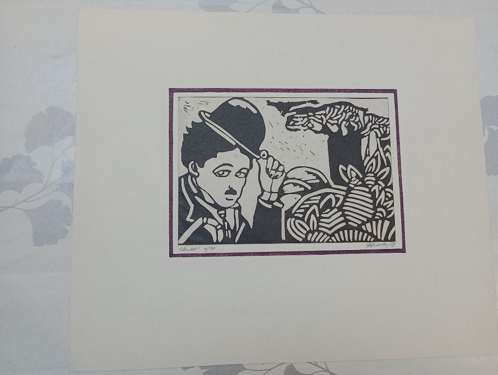 Charlot linosnede genummerd, gesigneerd Patriaille 1978, B46, Antiek en Kunst, Ophalen of Verzenden