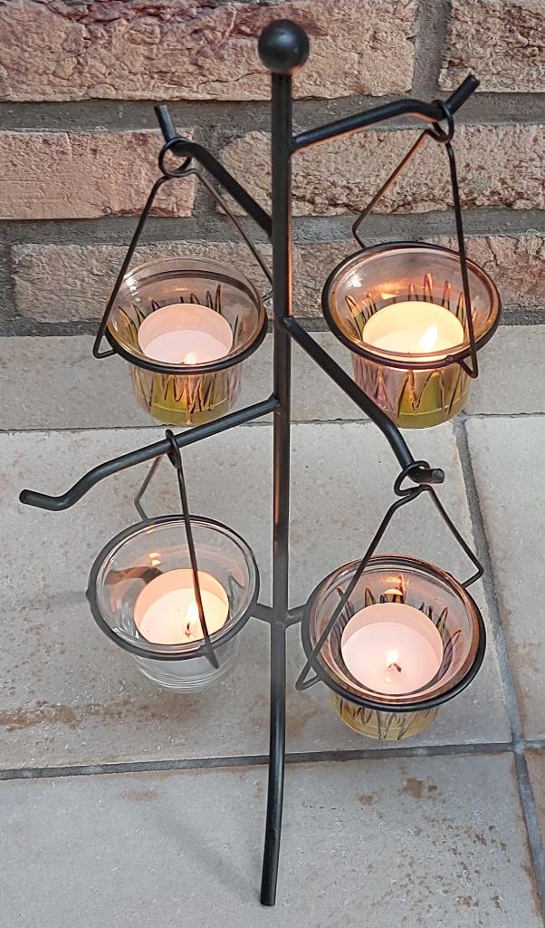 Bougeoir bougies chauffe-plat - fer forgé - Excellent état, Moins de 25 cm, Gris, Comme neuf, Enlèvement