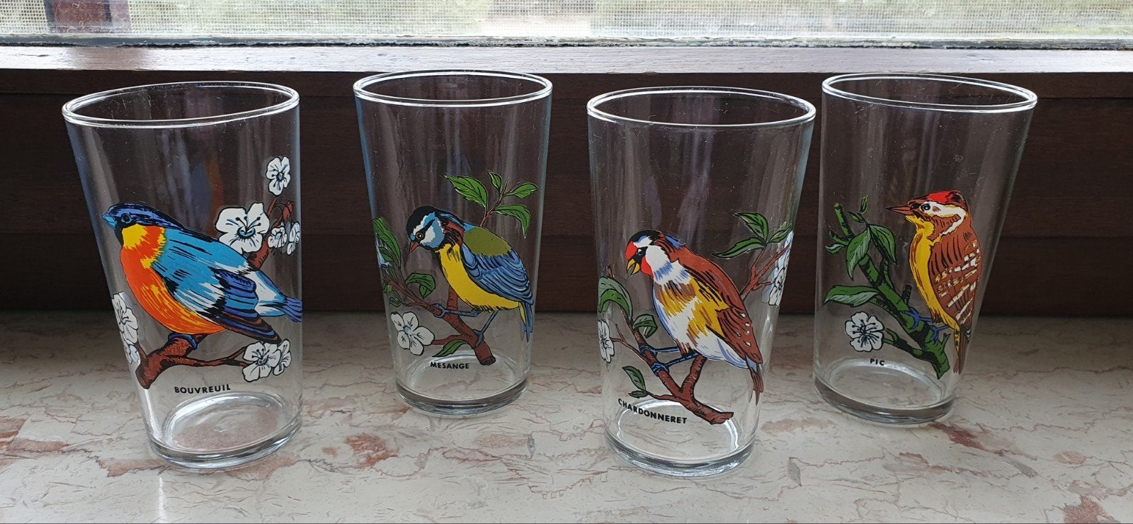 Verres Vintage décor oiseaux, Ophalen of Verzenden