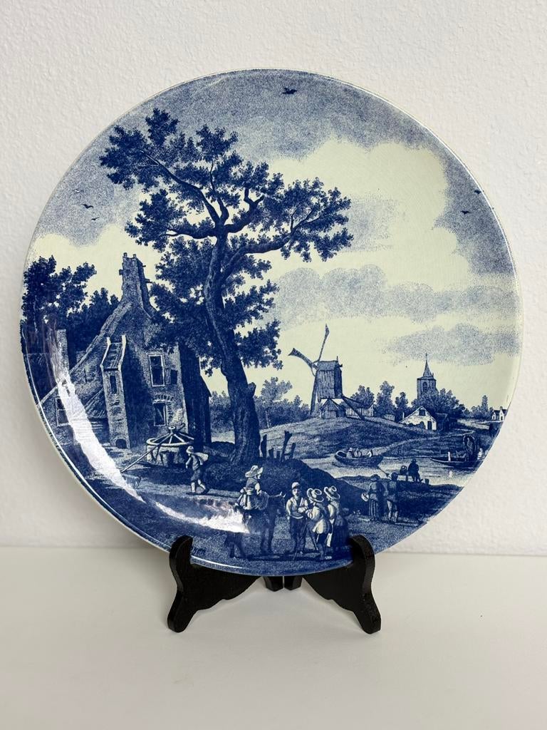 Zeer Groot Vintage Chemkefa Delfts Blauw Wandbord – 33 cm, Ophalen of Verzenden