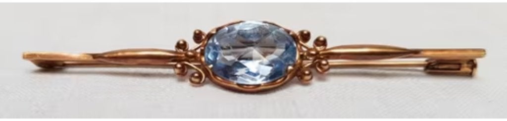 Bijou vintage en aigue-marine - Barette de 18 carats., Enlèvement ou Envoi, Or, Broche