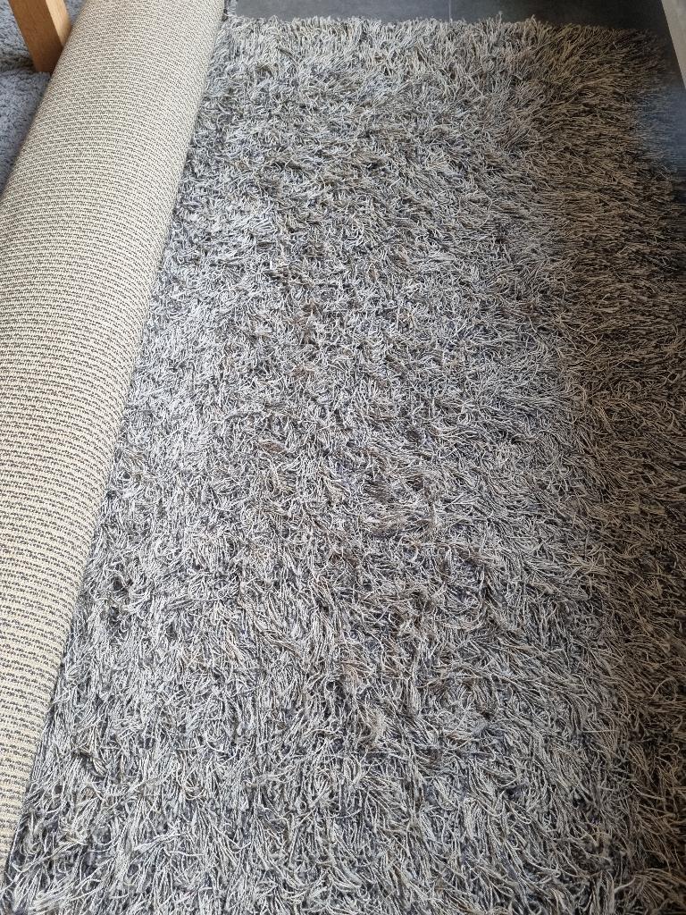 Langpolig tapijt 160 x 220, Huis en Inrichting, Stoffering | Vloerbedekking, Ophalen, Gebruikt, Grijs, Minder dan 10 m²