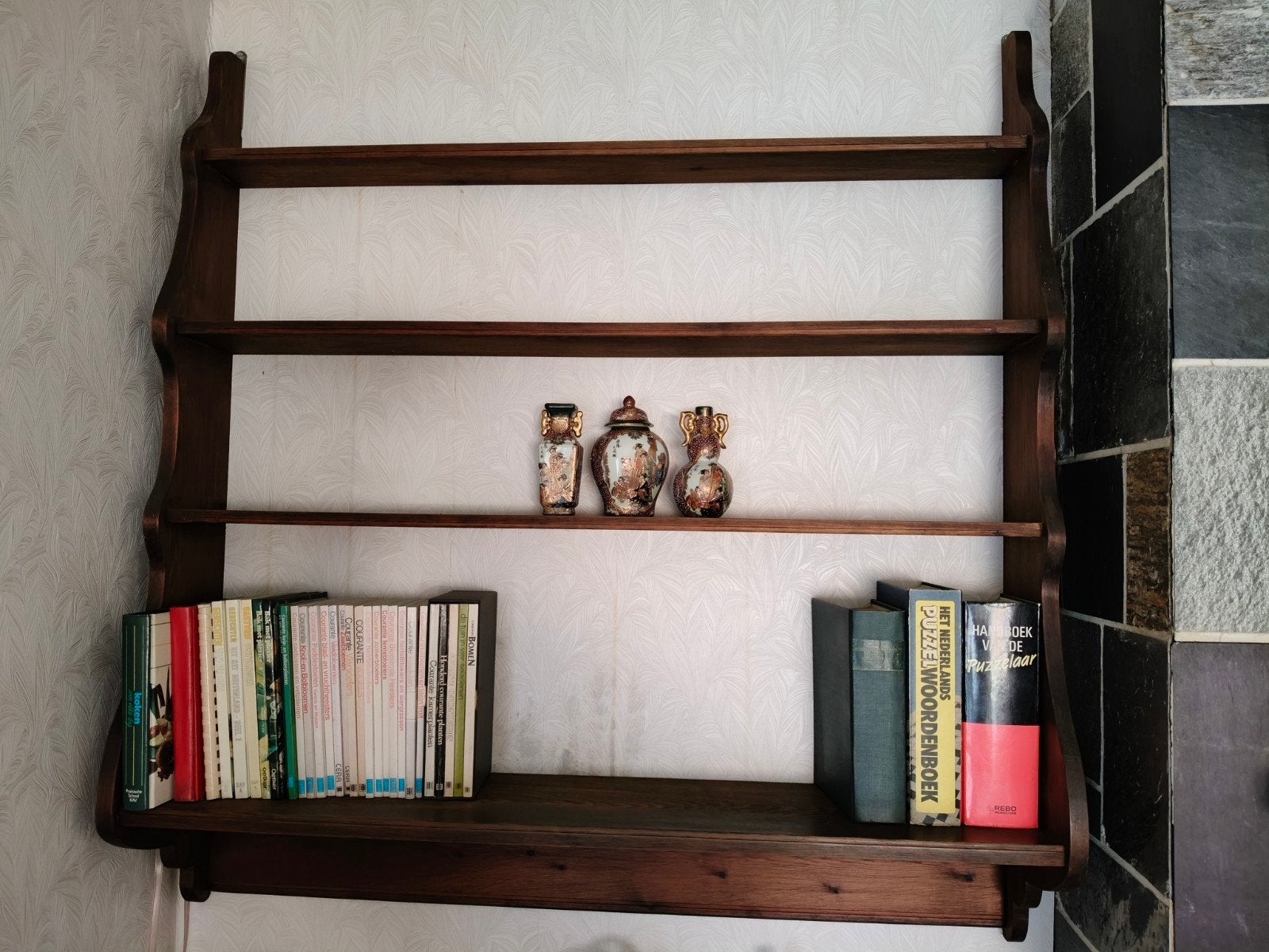 vintage houten wandrek, Ophalen, Gebruikt