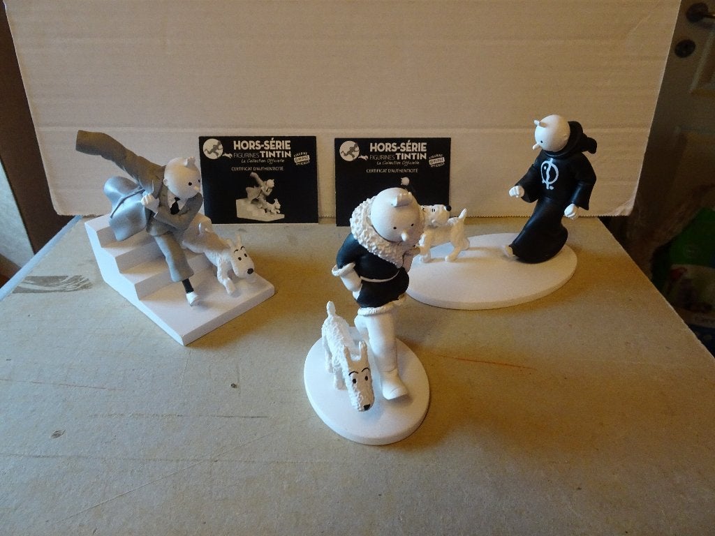 3 zwart-witte Kuifje HS figuren - Moulinsart, Ophalen of Verzenden, Kuifje, Zo goed als nieuw, Beeldje of Figuurtje