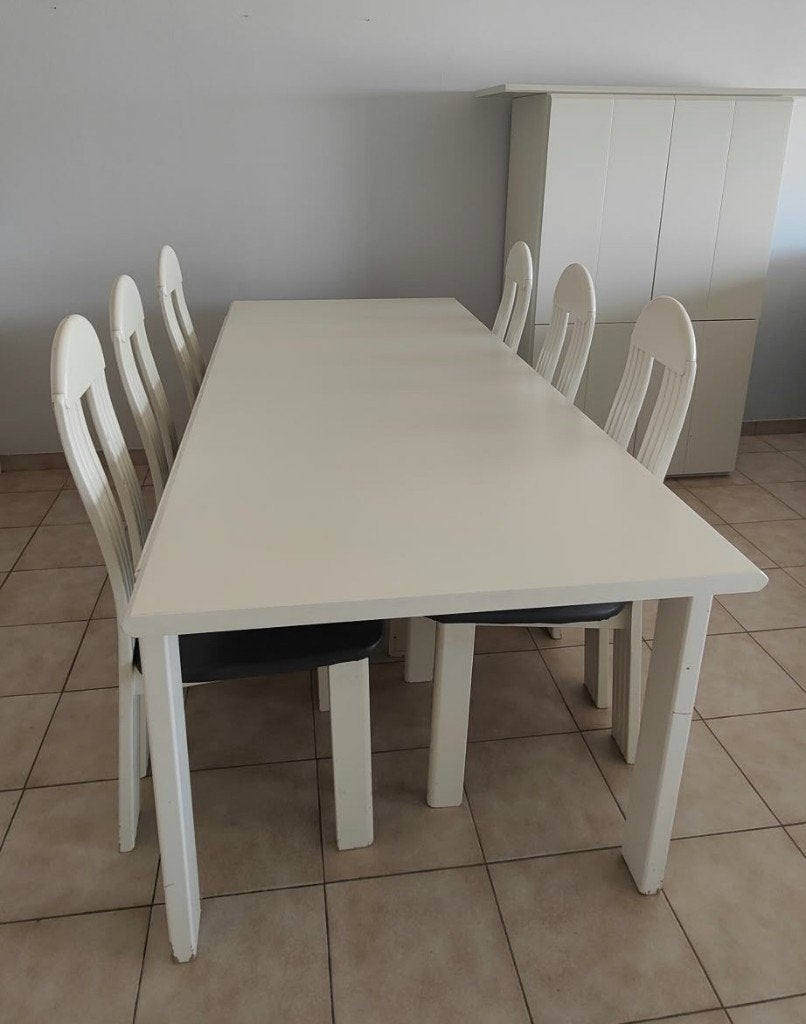 Salle à manger lumineuse: table 2m, 6 chaises+meuble de bar, Maison & Meubles, Salles à manger complètes, Enlèvement, Utilisé