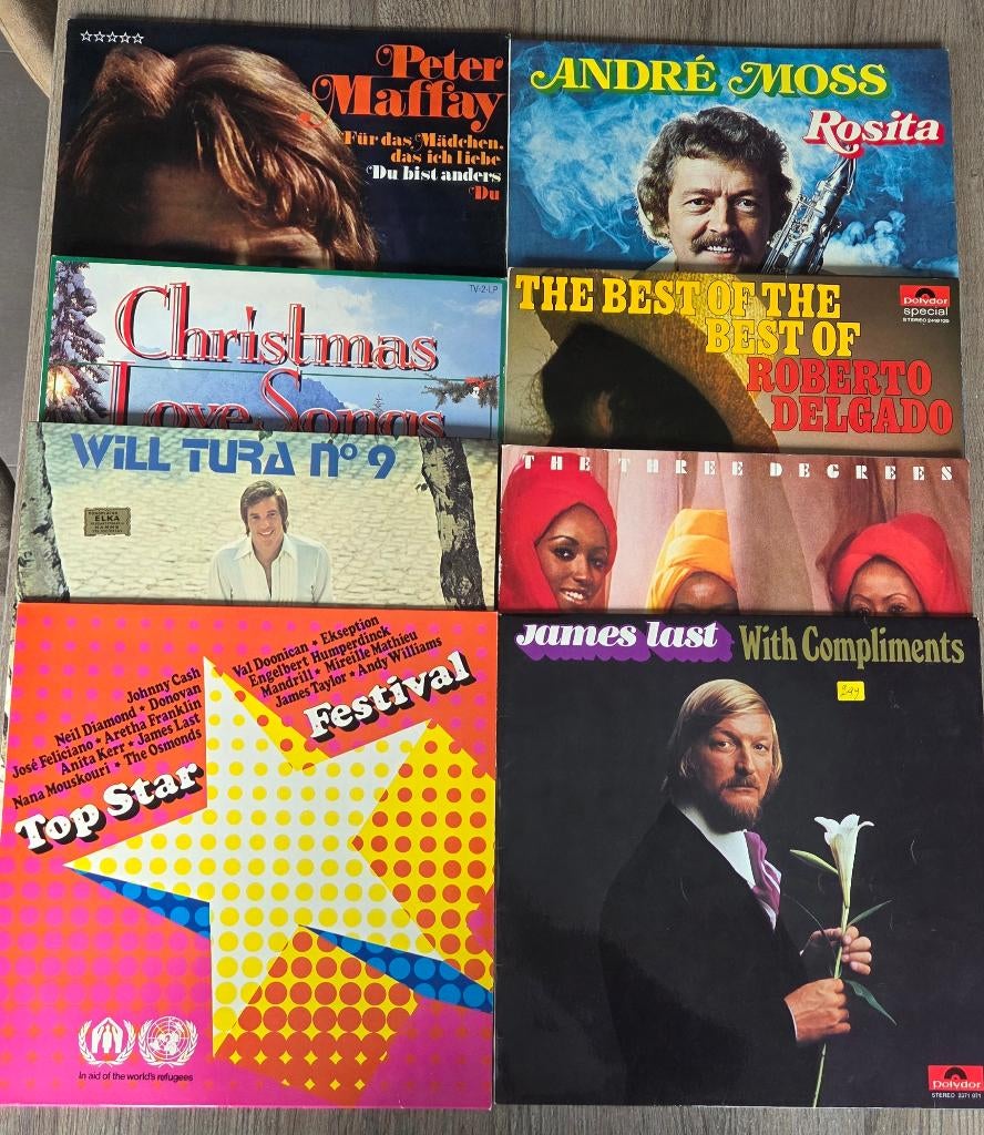8 Elpee's/Vinyls (Will Tura, Peter Maffay, James Last..), CD & DVD, Vinyles | Pop, Utilisé, Enlèvement ou Envoi