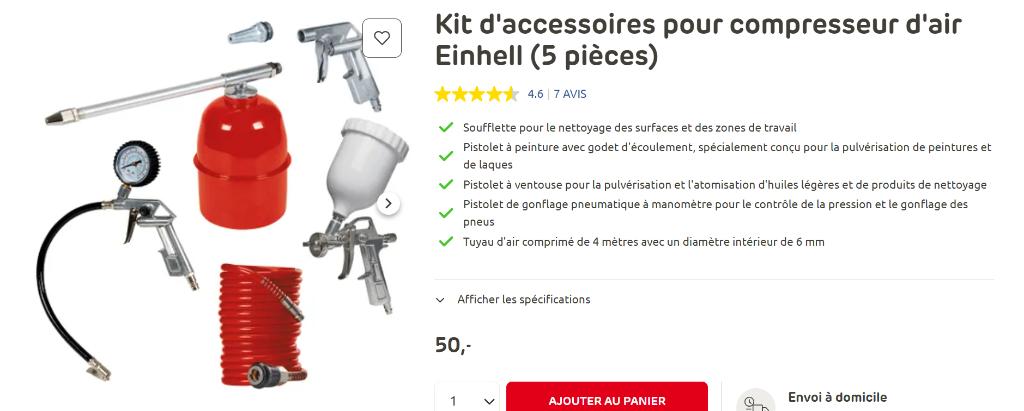 Einhell Air Compressor Accessories Kit, Enlèvement, Comme neuf