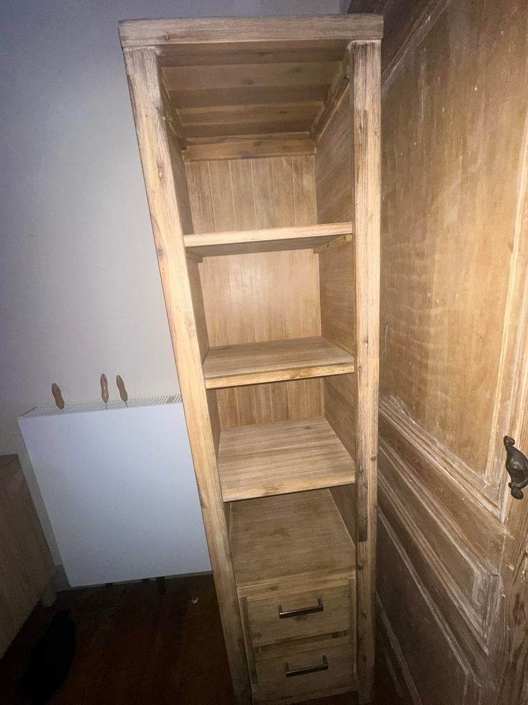 Colonne bibliothèque ou meuble salle de bain en bois massif, 25 à 50 cm, Enlèvement, Utilisé, 200 cm ou plus