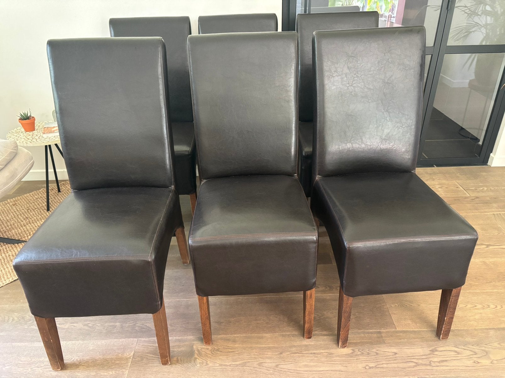 chaises de salle à manger en cuir, Brun, Enlèvement, Cuir, Cinq, Six Chaises ou plus