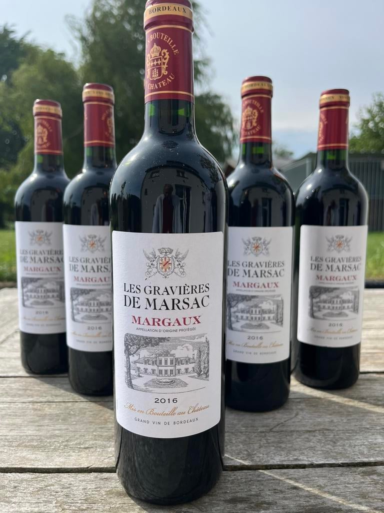 6 flessen Les Gravières de Marsac 2016 - Margaux, Ophalen of Verzenden, Zo goed als nieuw, Rode wijn