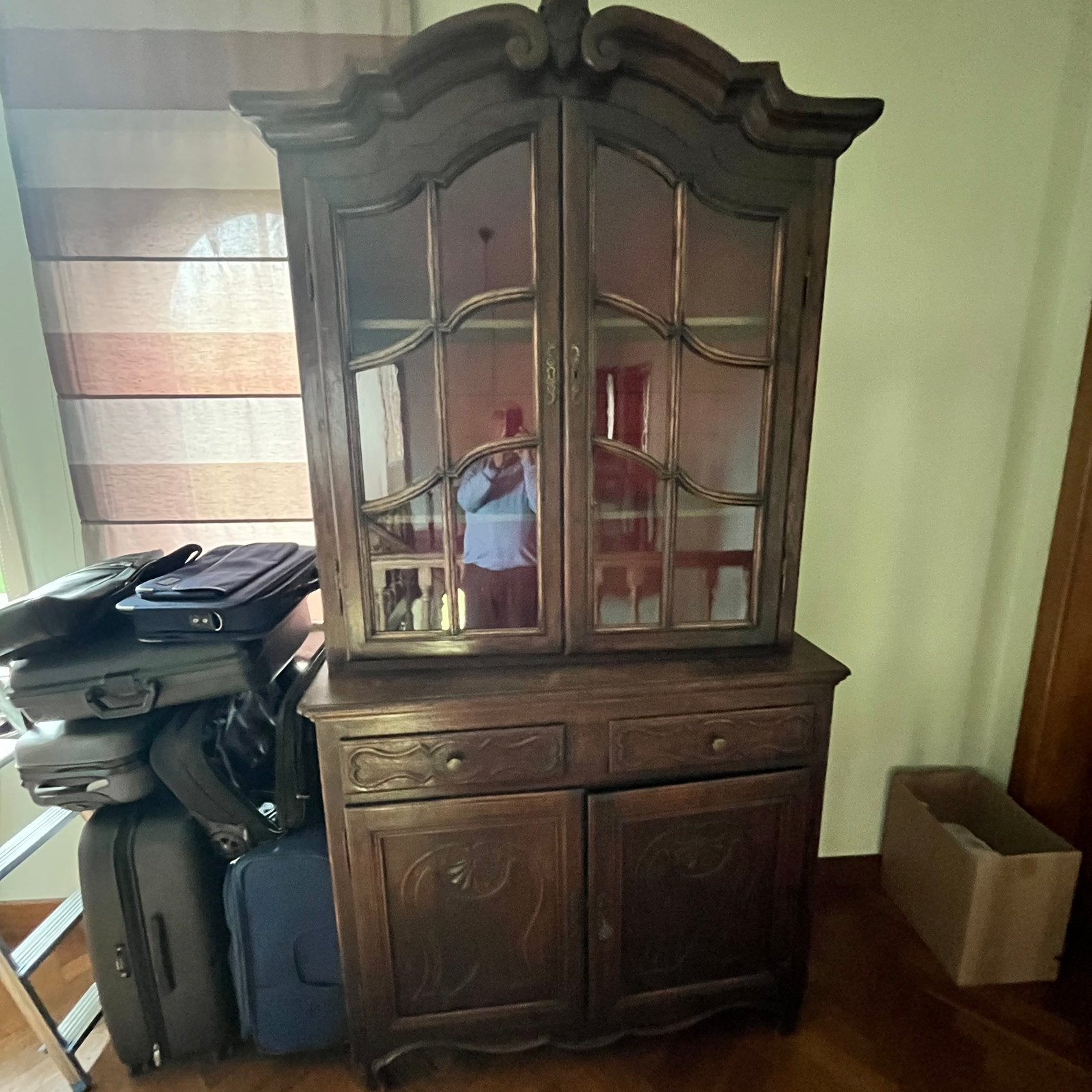 Vitrine kast, Huis en Inrichting, Kasten | Buffetkasten, Gebruikt, 100 tot 150 cm, 200 cm of meer, Eikenhout