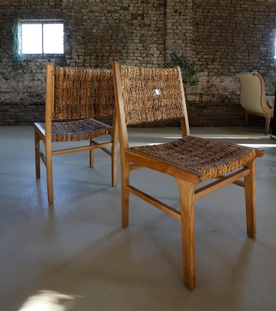 2 Hout en stro stoelen, Ophalen