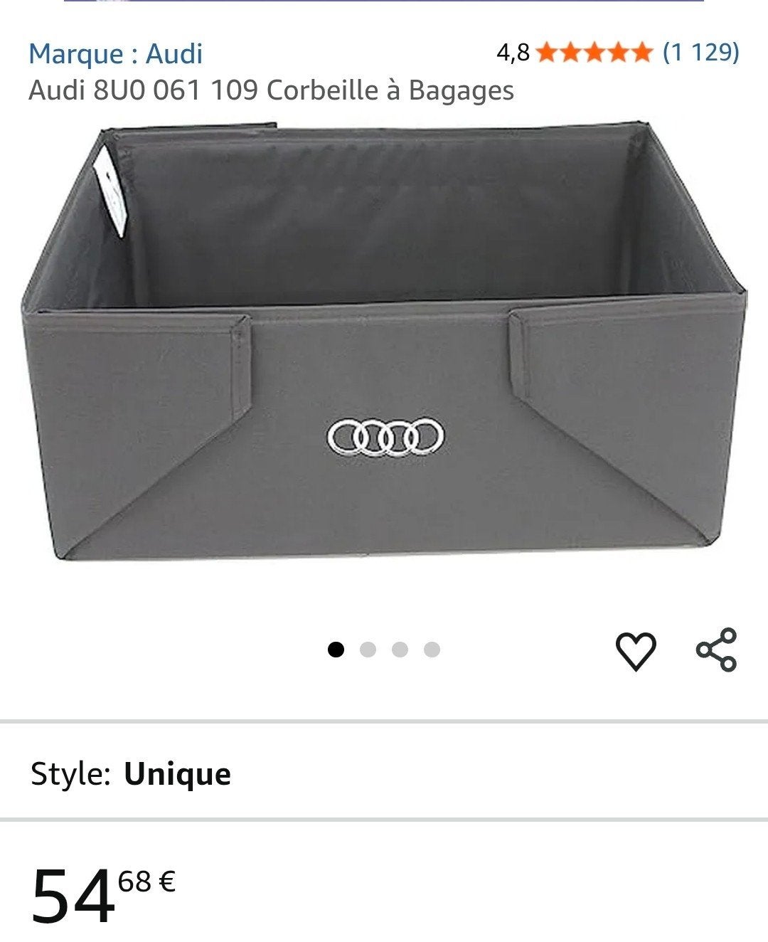 bac de rangement Audi, Enlèvement, Audi