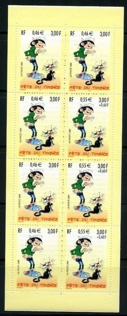 Année 2001 : carnet - Gaston Lagaffe - Journée du timbre, Timbres & Monnaies, Enlèvement