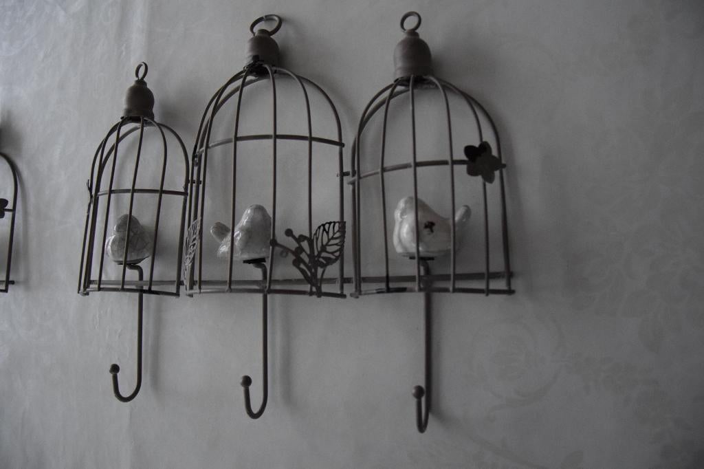 2 nieuwe muur kapstokjes in metaal met porseleine vogels, Nieuw, Minder dan 100 cm, Metaal, Ophalen