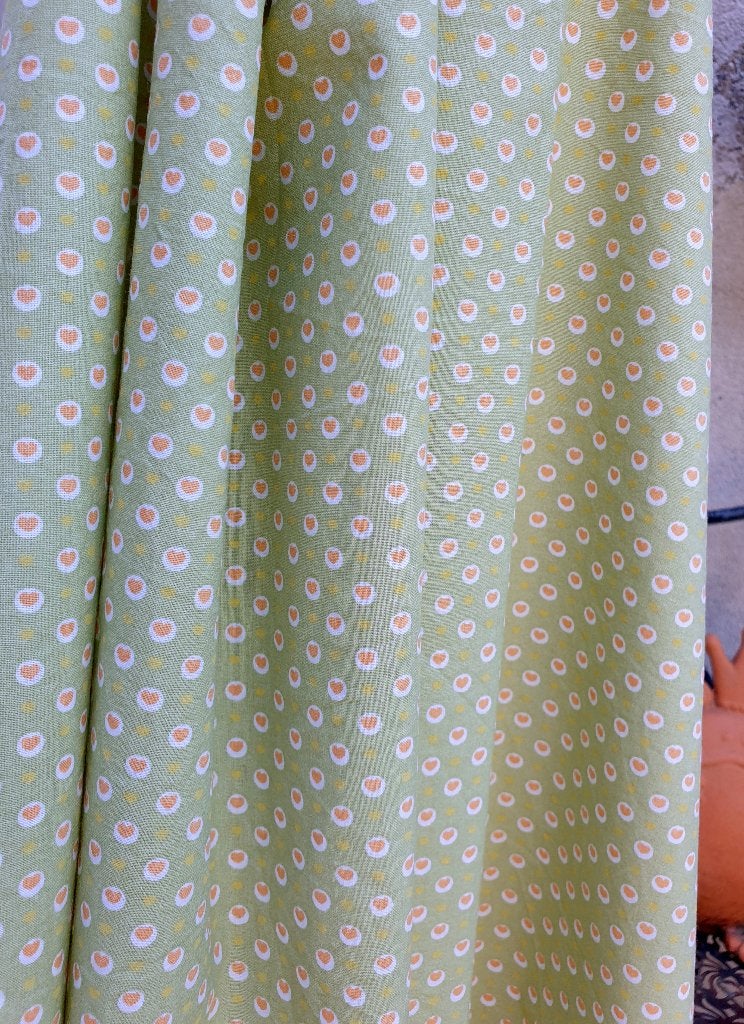 Tissu coton motif cœurs – vert & orange – prêt à coudre, Neuf, Enlèvement ou Envoi, Coton, Vert
