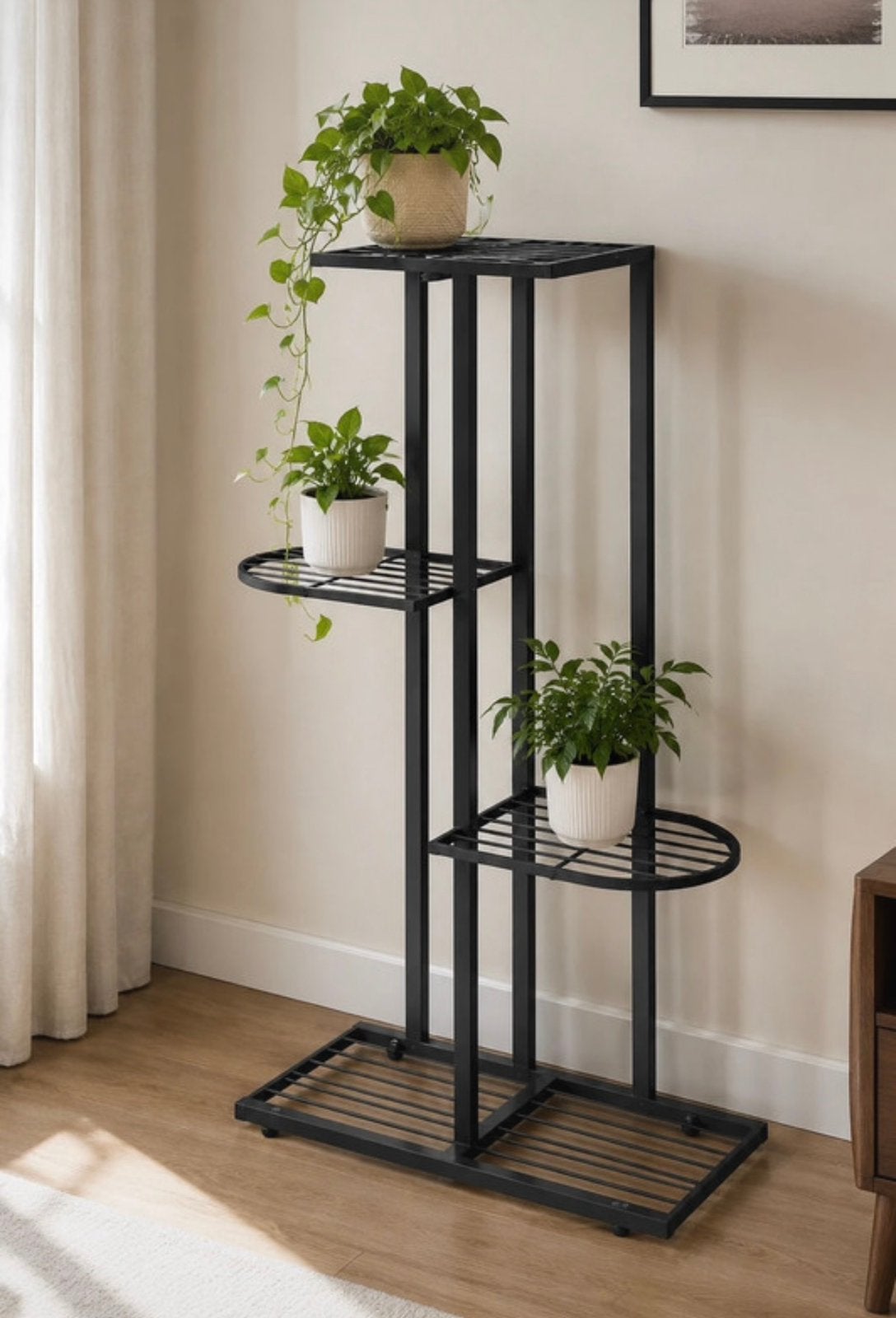Support de plantes en métal noir - 4 niveaux, Maison & Meubles, Enlèvement ou Envoi, Comme neuf