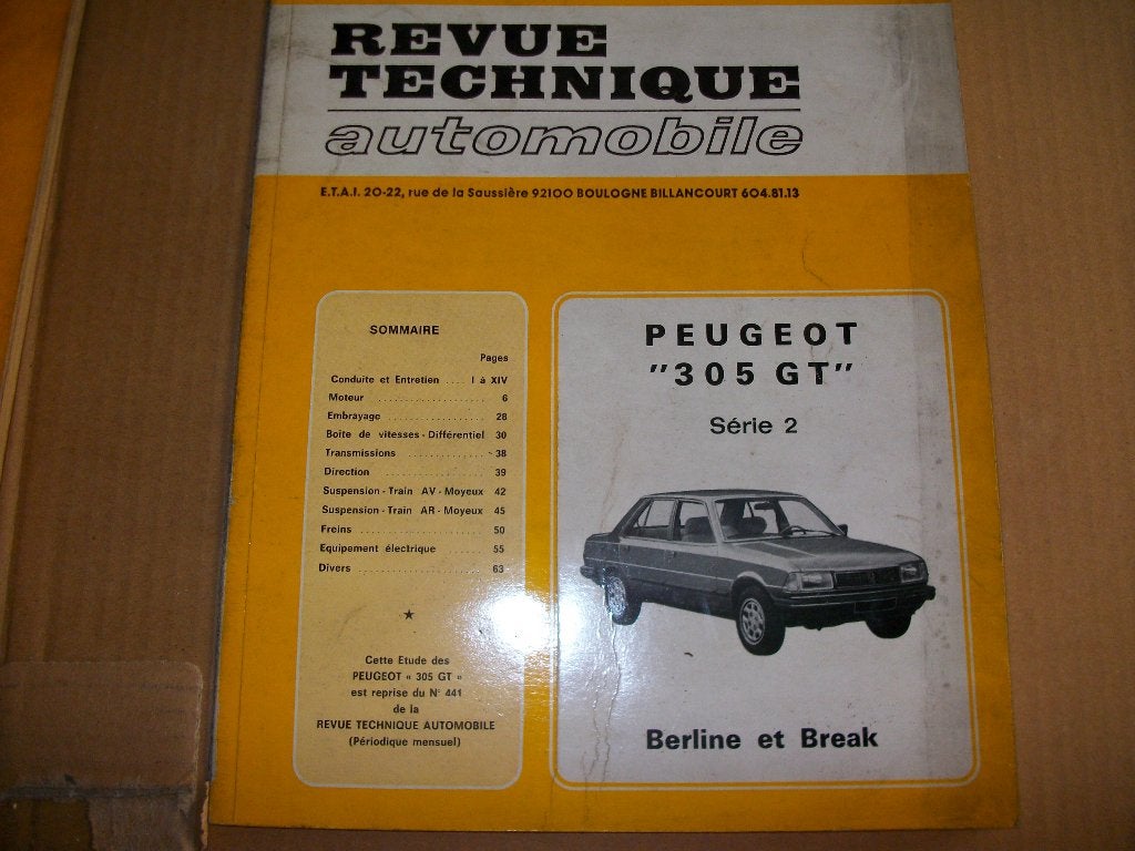 revue technique peugeot 305 GT 1982-1983, Enlèvement ou Envoi