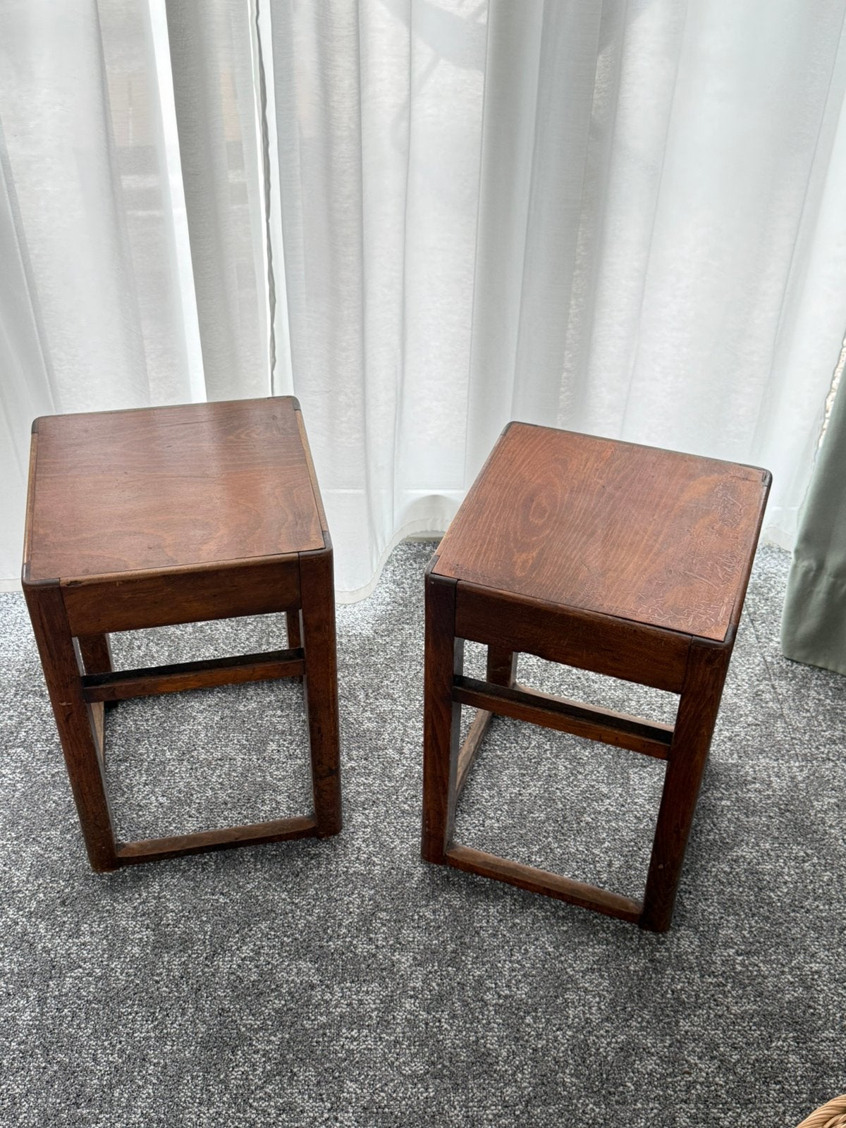 2 leuke retro tafeltjes of stoeltjes, Minder dan 55 cm, Gebruikt, Vierkant, Retro