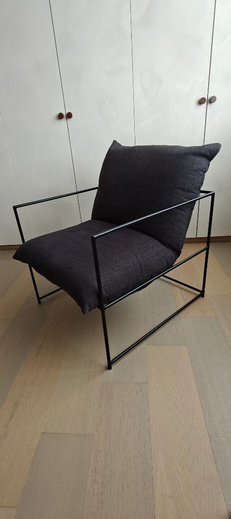 Siège simple noir Hr living design, Enlèvement, Comme neuf, Métal, Zwart industriële designer Barcelona chair