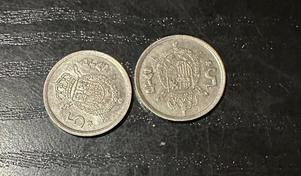 Spaanse 5 Peseta muntjes, Ophalen, Spanje, Setje