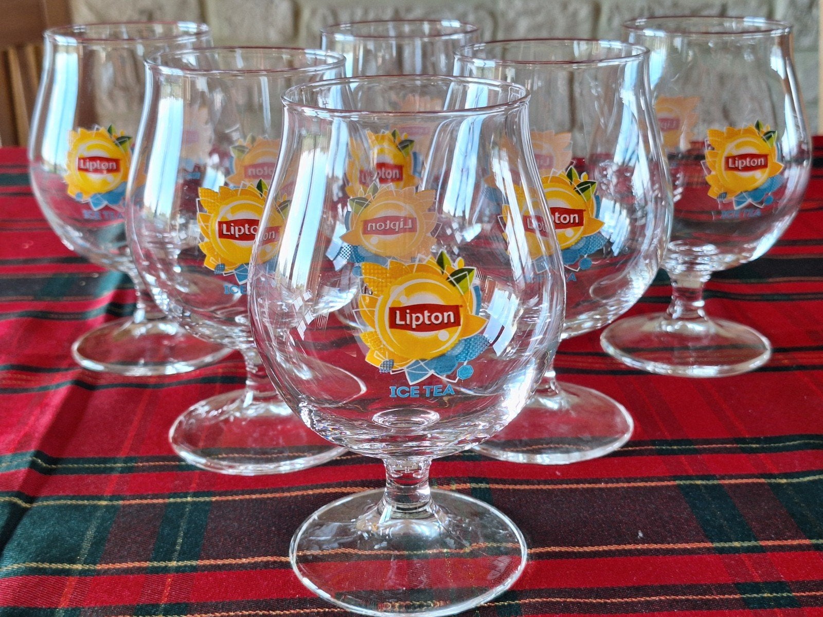 6 verres ballons ice tea Lipton, Enlèvement ou Envoi, Comme neuf, Verre à soda