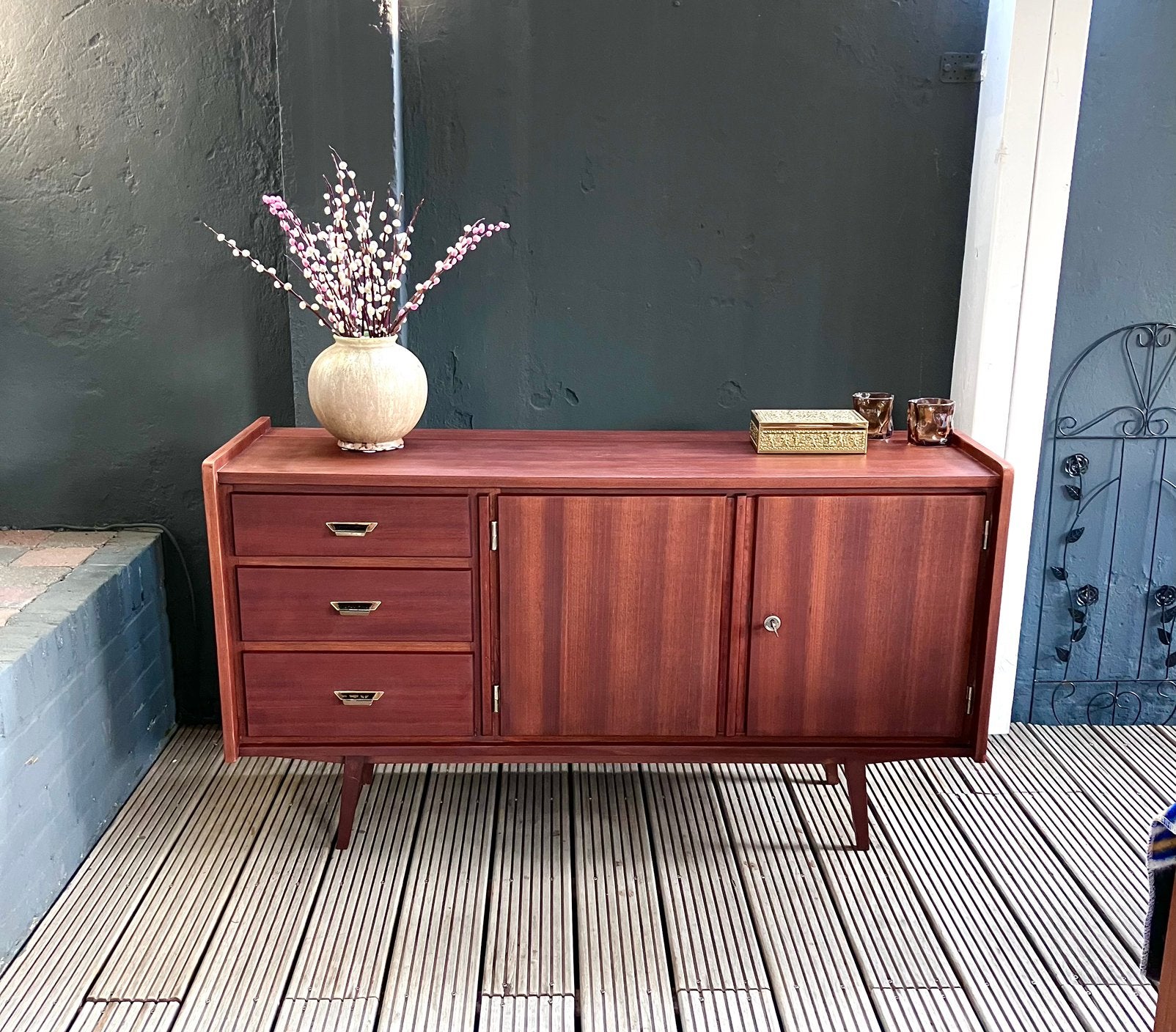 Prachtig vintage teak dressoir / Tv-meubel, Ophalen, 100 tot 150 cm, Zo goed als nieuw, 3 of 4 laden