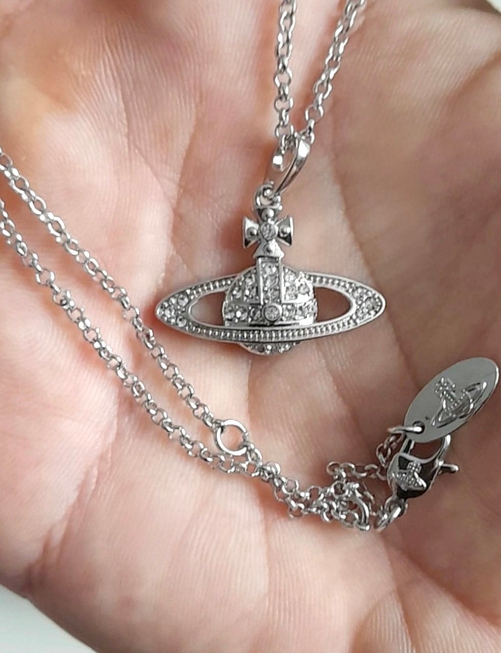 Vivienne Westwood zilver ketting origineel, Handtassen en Accessoires, Kettingen, Verzenden, Zo goed als nieuw, Zilver