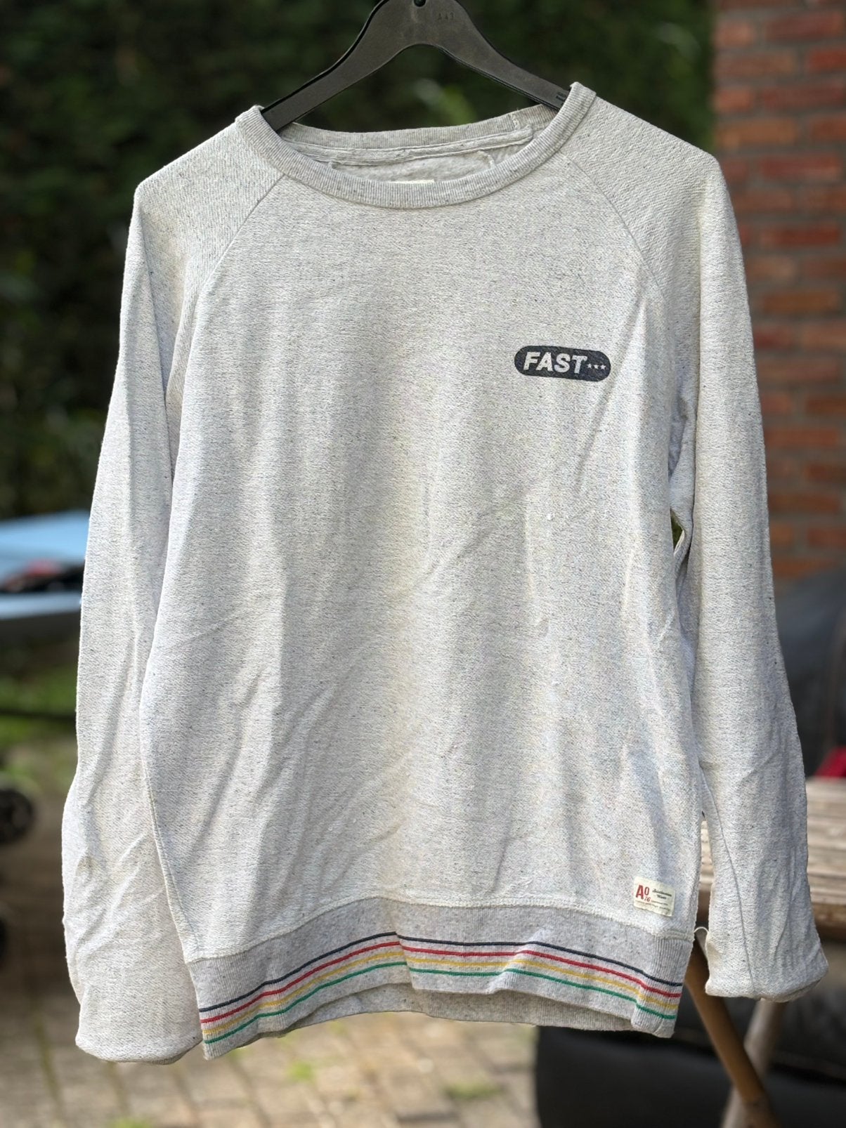 Pull AO76 gris mélangé imprimé « FAST » taille 16, Enlèvement ou Envoi, Comme neuf, Taille 46 (S) ou plus petite, Gris