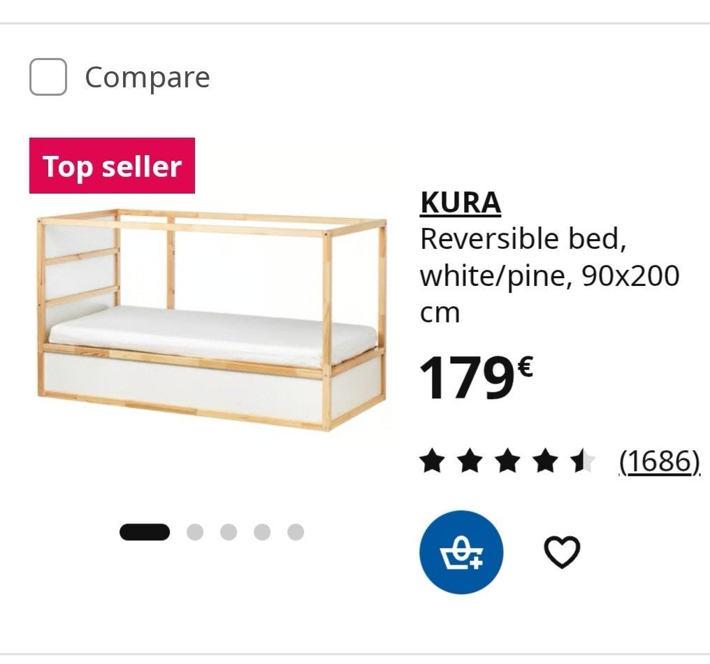 Lit réversible IKEA KURA avec matelas, Enlèvement