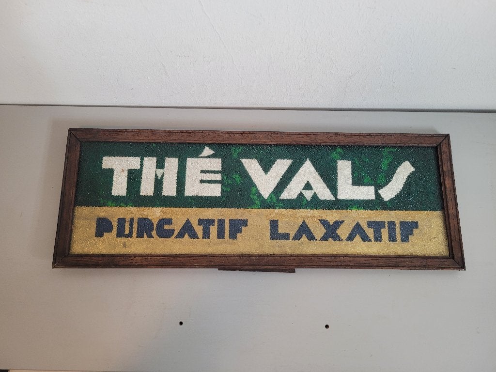publicité sur verre Thé Vals purgatif laxatif, Enlèvement ou Envoi, Utilisé, Panneau publicitaire
