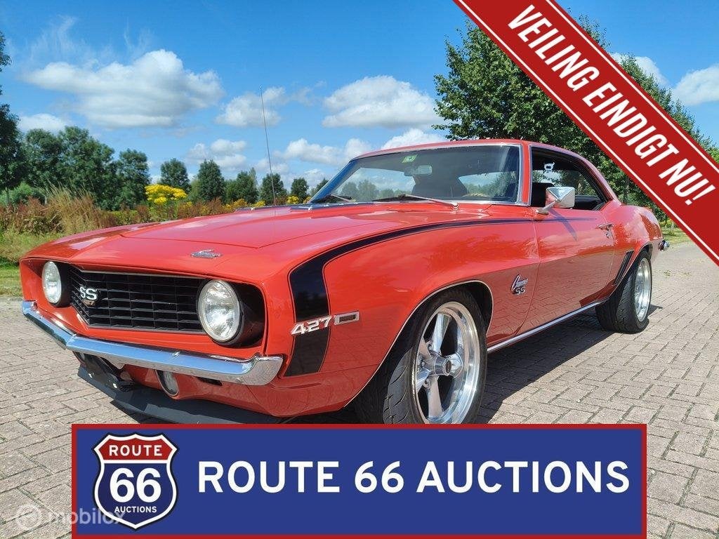 Chevrolet Camaro 427 | 1969 | Route 66 Auctions, Chevrolet, Zwart, Bedrijf, Handgeschakeld