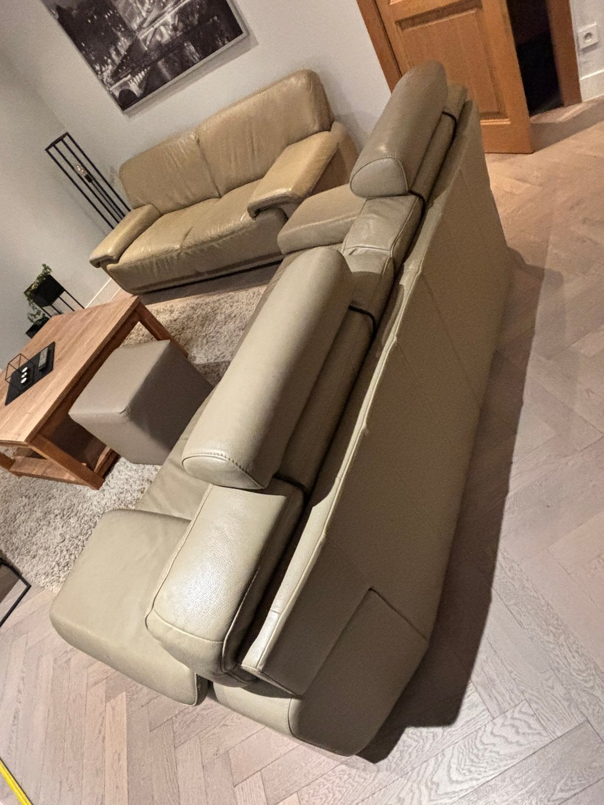 Lederen zetel 2 x 2,5 persoons, Enlèvement, Utilisé, Cuir