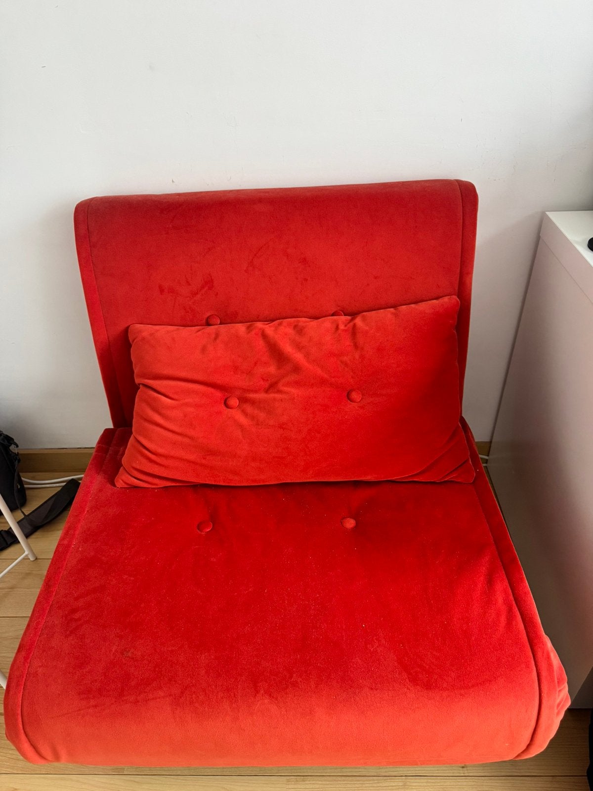 Comfortabel zetelbed 1 persoon oranje, Ophalen, Zo goed als nieuw, Oranje