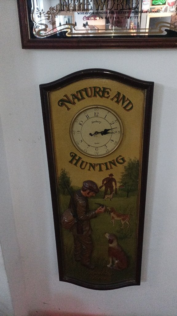 Cadre relief bois country corner hunting 90/35cm, Antiek en Kunst, Ophalen