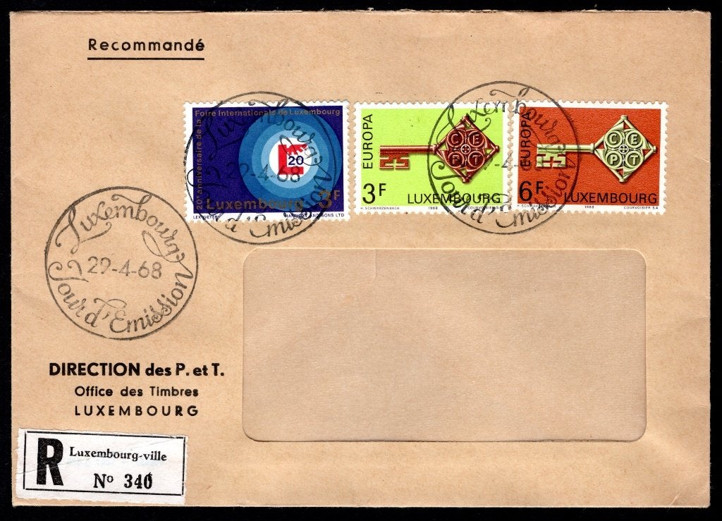 LUXEMBOURG Yt. 722-724/725 FDC 1968, Envoi, Luxembourg, Affranchi