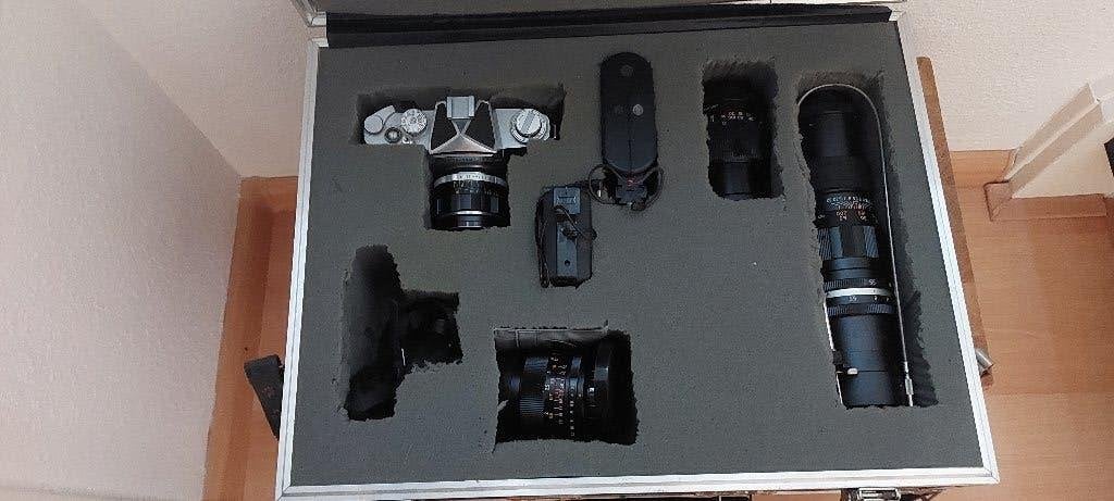 Soligor TM fotocamera met toebehoren te koop, Ophalen, Gebruikt, Spiegelreflex, Overige Merken