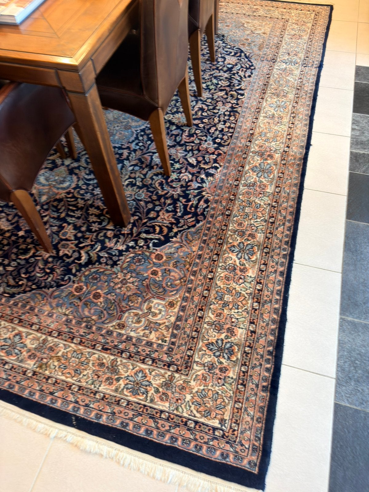Origineel Perzisch Kashan tapijt  – handgeknoopt – ca. 1980, Ophalen, Gebruikt, Blauw