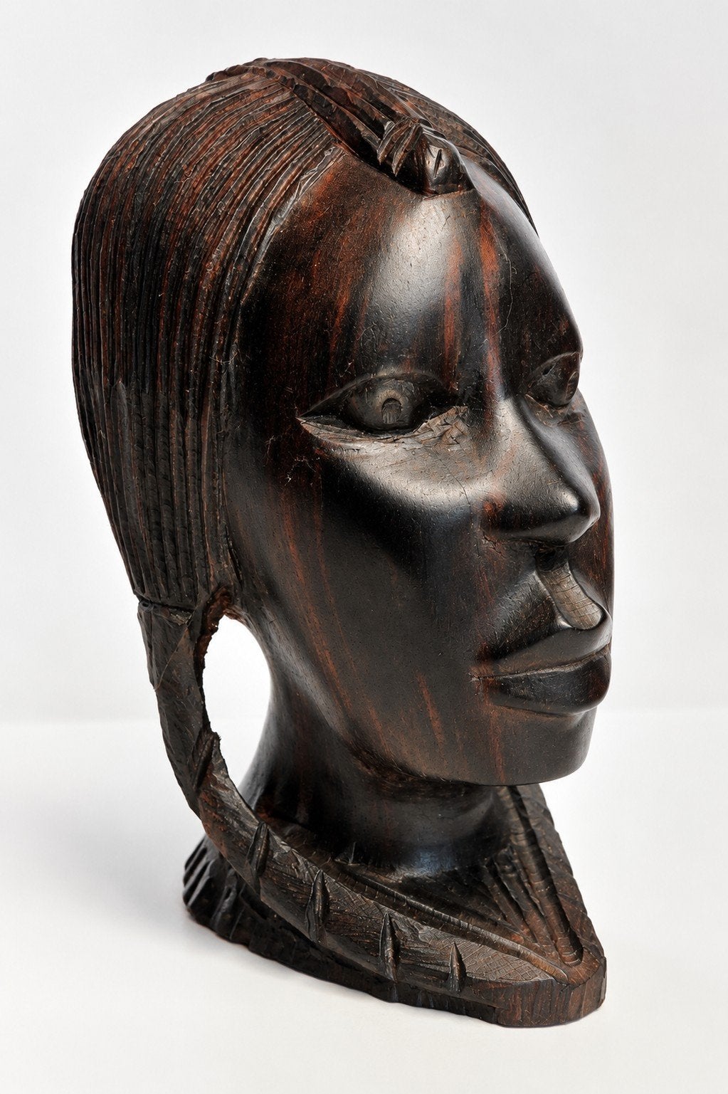 Vintage Afrikaanse houten buste – handgesneden sculptuur, Buste, Ophalen of Verzenden, Handgemaakt, Hout