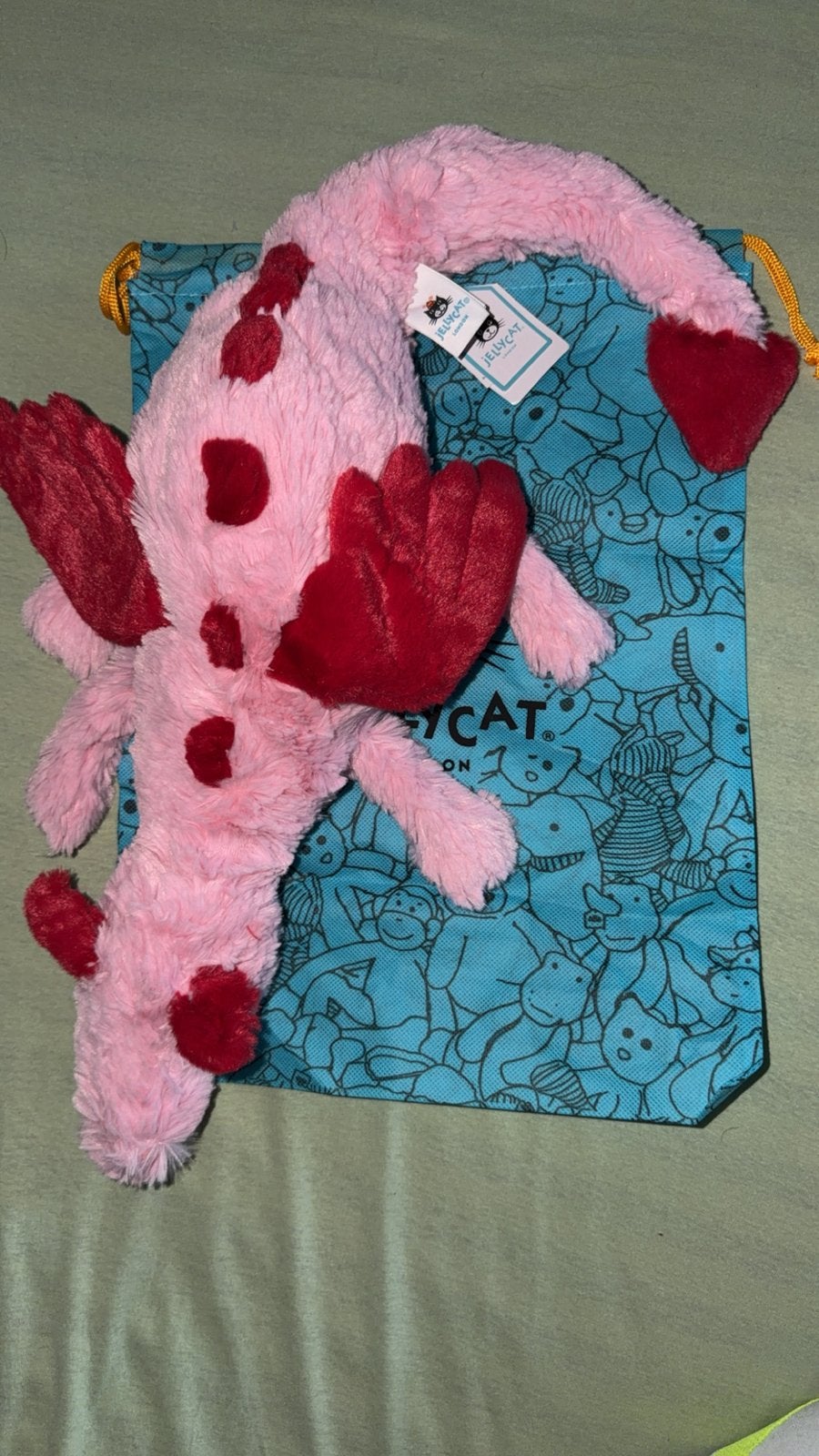 pink and red dragon jellycat️, Neuf, Jellycat, Overige karakters, Rose