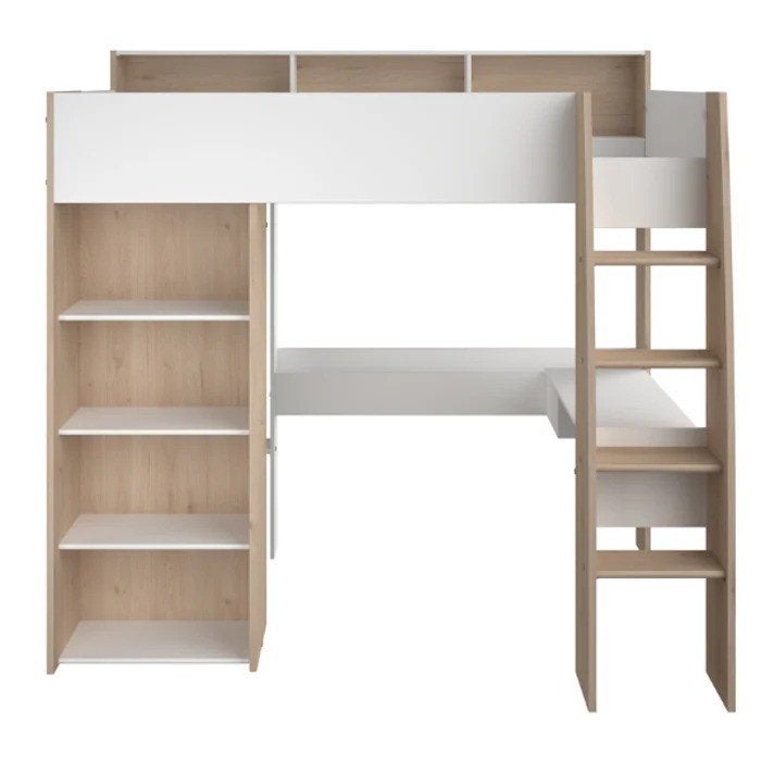 Hoogslaper 90x200 met bureau en kast – zo goed als nieuw, Ophalen, Zo goed als nieuw, Hoogslaper