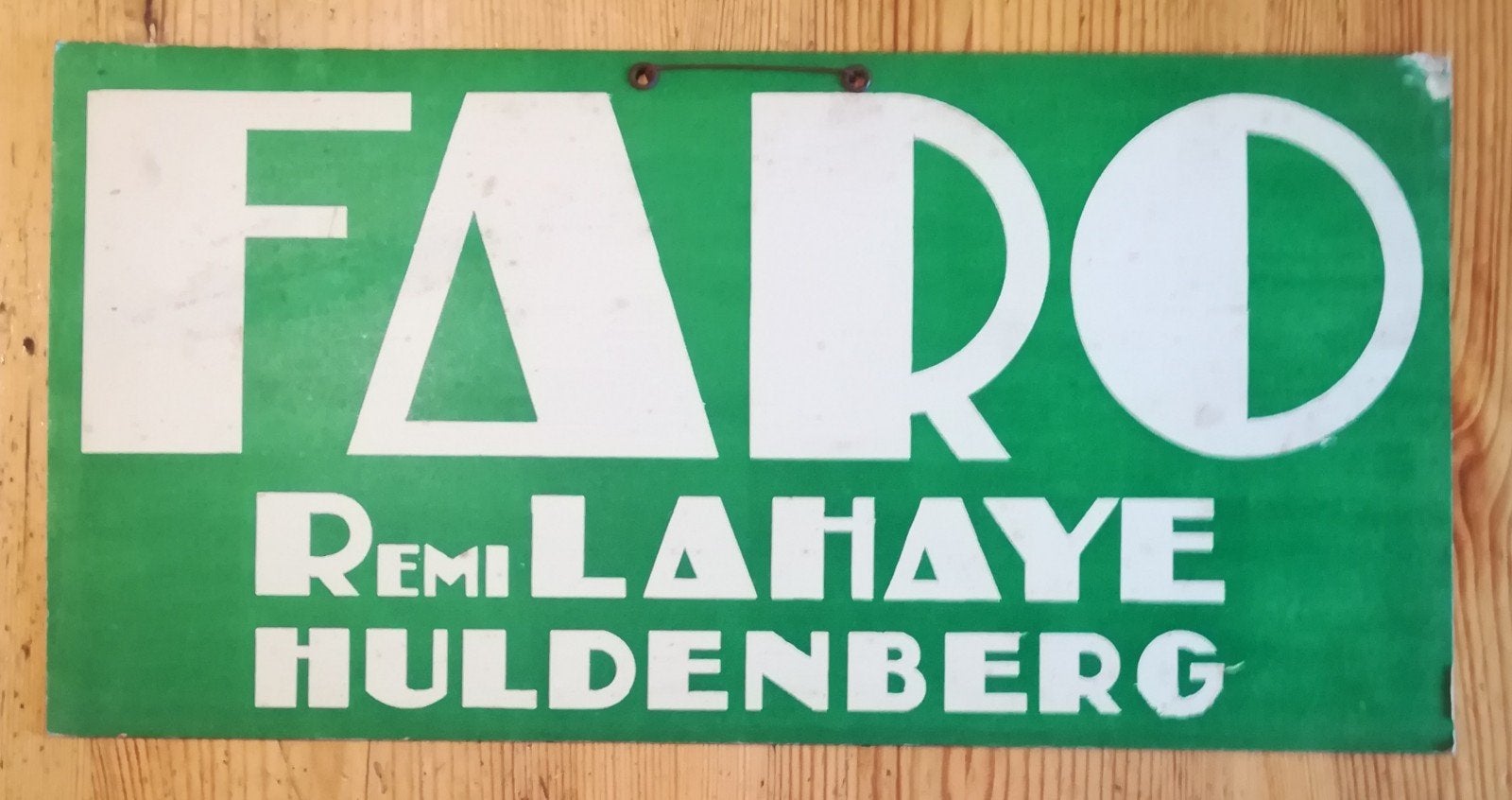 Reclamebordje voor faro uit Huldenberg, Ophalen