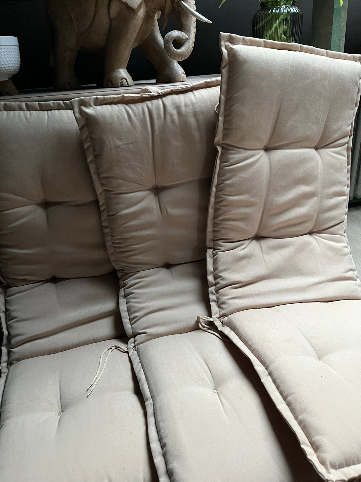 6 stoelkussens hoge rug | beige, Ophalen, Zo goed als nieuw