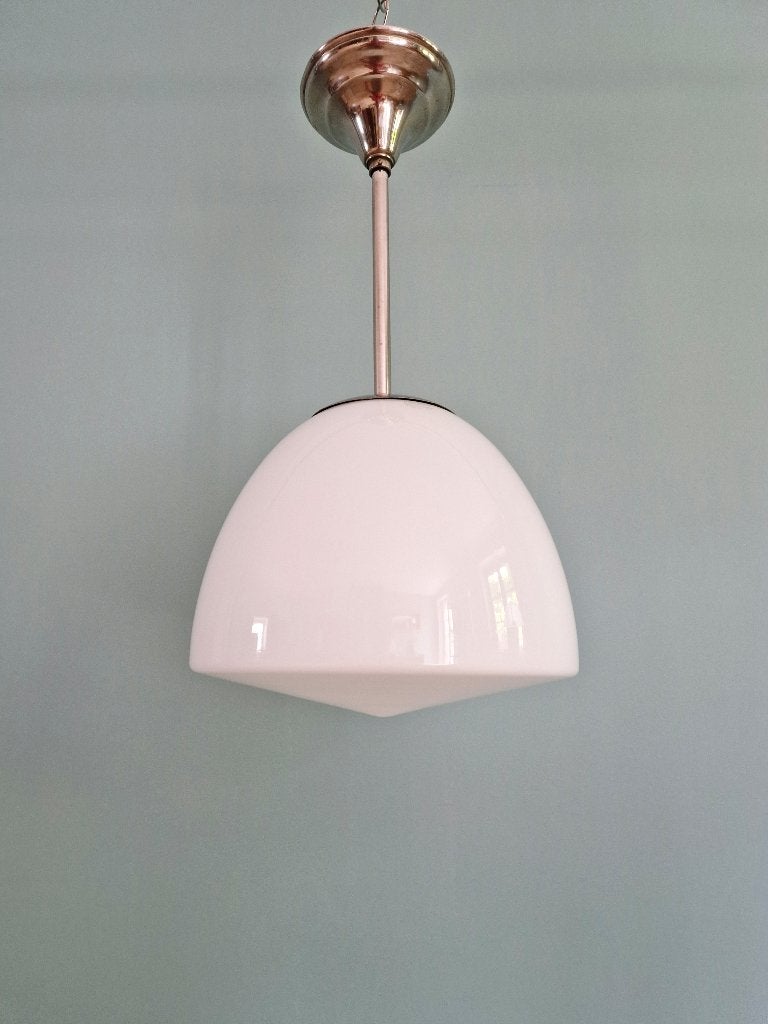 Suspension Bauhaus Philips en opaline blanche, années 1930, Enlèvement ou Envoi