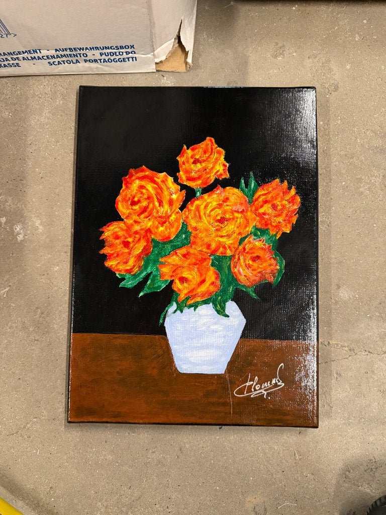 Peinture fleurs multicolore, Antiquités & Art, Enlèvement ou Envoi, Fleurs
