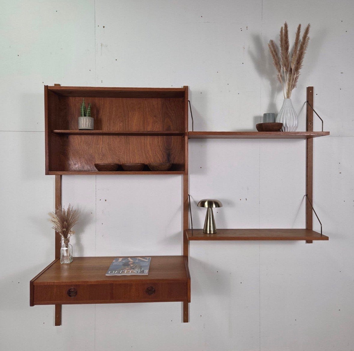 Vintage jaren 60 Deens teak modulair wandsysteem Mid Century, Huis en Inrichting, Ophalen, Gebruikt