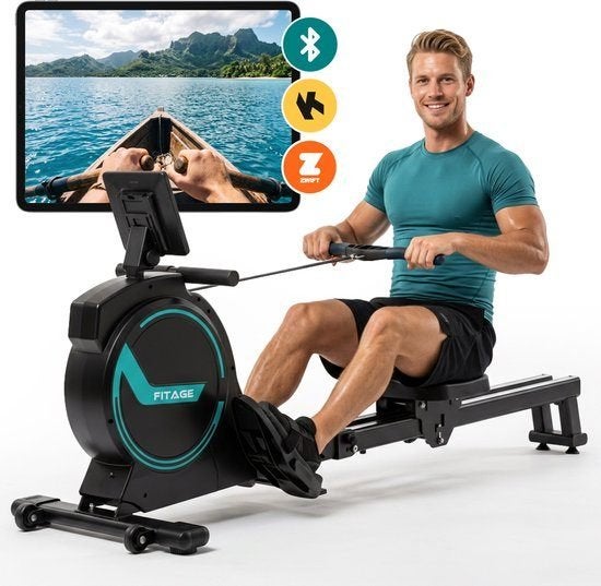 FITAGE Roeitrainer - Roeimachine met 16 standen, Sport en Fitness, Ophalen, Benen, Aluminium, Zo goed als nieuw