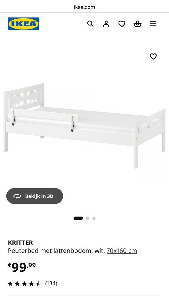 IKEA kinderbed 70cm x160cm met lattenbodem en matras, Ophalen, Gebruikt, Lattenbodem