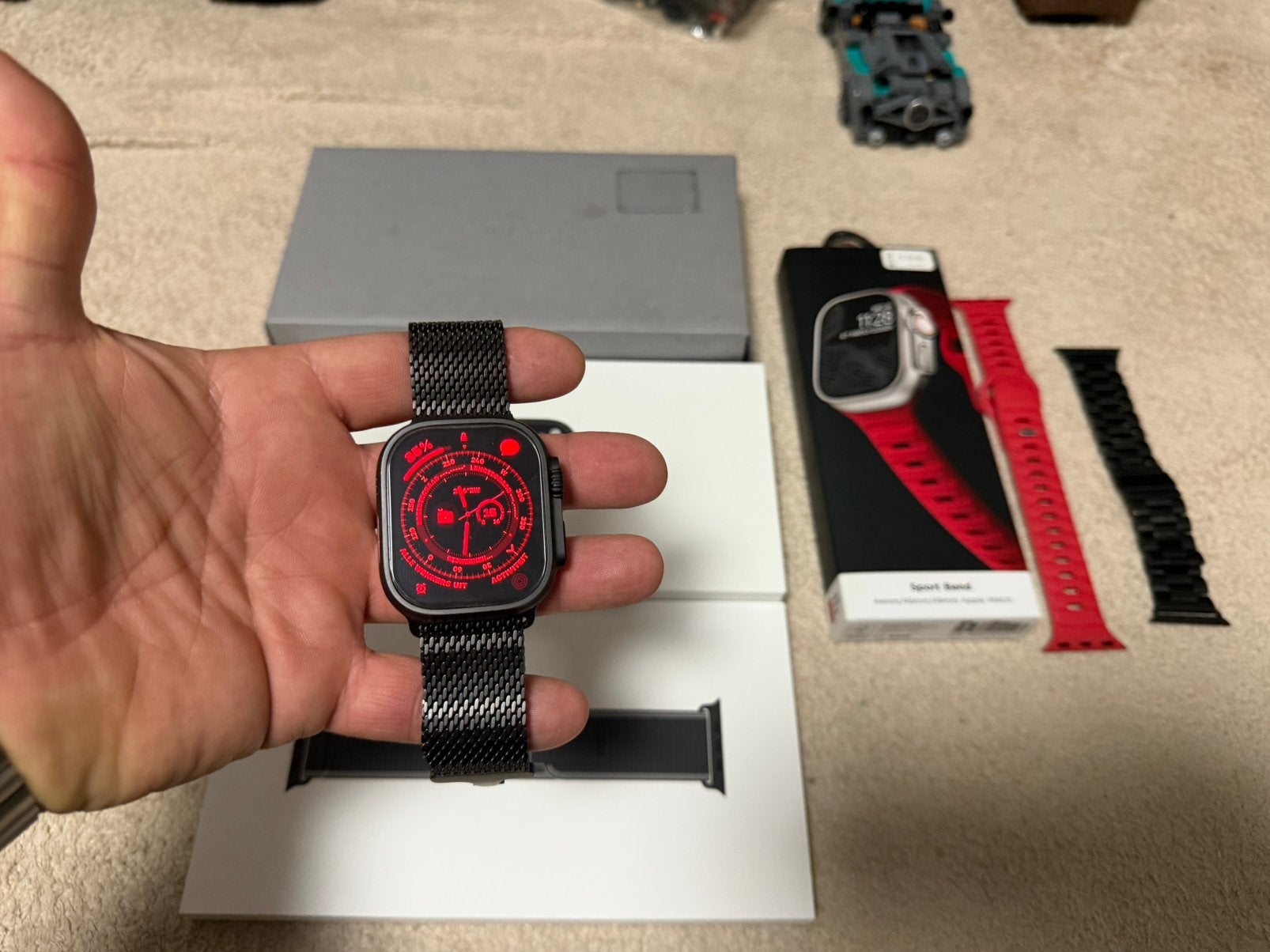 Apple Watch Ultra 3 49mm Black LTE RVS milanese armband L, Étanche, IOS, Comme neuf, Enlèvement